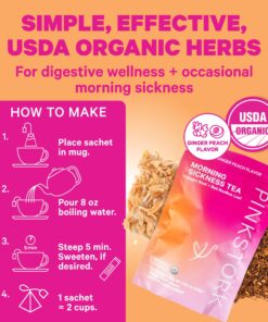 Pink Stork Morning Sickness Bundle with Organic Ginger Peach Tea and Sweets, Supports Morning Sickness for Pregnant Women, Digestion, and Motion Sickness, 1st Trimester Pregnancy Must Haves, Set of 3 12 81EezxfkDUL