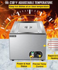 VEVOR Steam Table Warmer, 27 Qt Commercial, Full Size Countertop Food Warmer, Stainless Steel Electric, 1000W Buffet Food Warmer with Lid for Catering and Restaurant 27Qt 15 81Ef8LAnUL