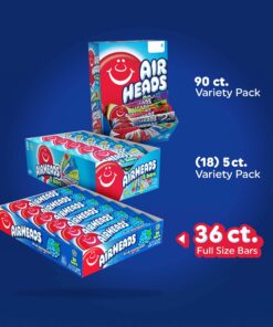 Airheads Candy, Blue Raspberry Flavor, Individually Wrapped Full Size Bars, Taffy, Non Melting, Party, Pack of 36 Bars,0.03 kilogram 23 81EhJCGLiL