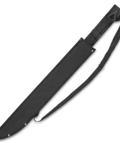 Alternative view of Black Legion Death Stalker Sword with Nylon Sheath – Black Stainless Steel, Ergonomic Black Cord Wrapped Handle, Fang-Like Cutouts – Savage and Beautiful Piece of Weaponry - 25 3/4" Overall