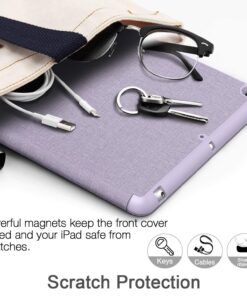 Soke iPad 6th/5th Generation Case with Pencil Holder, Smart iPad 9.7 inch Cases Trifold Stand with Shockproof Soft TPU Back Cover and Auto Sleep/Wake Function for Apple iPad 2018/2017, Violet 55 81EiT2S urL