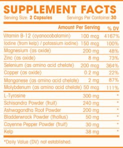 Thyroid Support Complex With Iodine For Energy Levels, Weight Loss, Metabolism, Fatigue & Brain Function - Natural Health Supplement Formula: L-Tyrosine, Selenium, Kelp, Bladderwrack, Ashwagandha, etc 17 81Ek6Rk1L