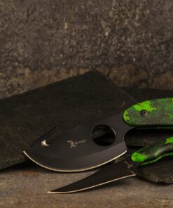 Elk Ridge-Outdoors 2-PC Fixed Blade Hunting Knife Set-Black Stainless Steel Skinner&Gut Hook Blades,Camo Coated Nylon Fiber Handles,Nylon Sheath-Hunting,Survival-ER-300CA,7-Inch/6.5-Inch Overall 30 81EkKgtbA3S