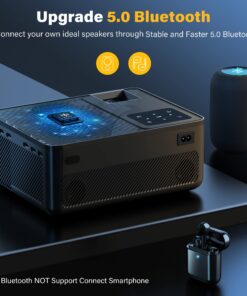 BIGASUO 1080P Projector 5G WiFi Bluetooth - 15000Lux 560ANSI Full HD Outdoor Movie Projector, 300" Display Support 4k Home Theater,Compatible with iOS/Android/XBox/PS4/TV Stick/HDMI Light Grey 38 81En8HcUJL