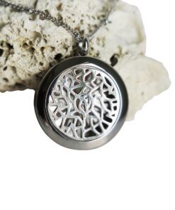 Coral Bliss Essential Oil Diffuser Necklace with Leakproof Locket - Hypoallergenic 316L Surgical Grade Stainless Steel 25mm Aromatherapy Jewelry (2 Chain Designs, 5 Reusable Pads, Microfiber Pouch) Traditional 17 81En9BLJDL