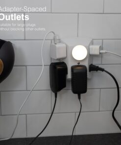 GE 6-Outlet Extender, Grounded Wall Tap, Adapter Spaced Outlets, 3-Prong, Multiple Plug, Quick and Easy Install, Cruise Essentials, UL Listed, White, 50759 1 Pack Standard Power Strip 29 81EnSH5yQdL