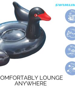 Swimline 90628 Giant Black Swan Inflatable Ride-On Pool Float Large Black Swan Ride-On Float 9 81Enf0mu2LL