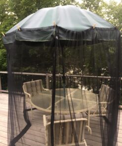 HomeRoots 9' Patio Umbrella Outdoor Table Bug Screen Mesh Black Mosquito Net Canopy Curtains Adjustable Enclosure Large Umbrella Hanging Tent 100% Polyester Light Weight Mosquito Netting 32 81Eq3m5WSdL