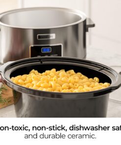 MAGNIFIQUE 8-Quart Casserole Slow Cooker with Timer and Digital Programmable - Small Kitchen Appliance for Family Dinners - Serves 6+ People - Heat Settings: Keep Warm, Low and High 8 Qt Stainless Steel Digital 24 81Eqg4wJXxL