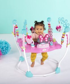 Bright Starts Disney Baby MINNIE MOUSE PeekABoo Baby Activity Center Jumper with 8 Toys, Lights & Sounds, 360-Degree Seat, 6-12 Months (Pink/Blue) 38 81Eqr2CrmfL
