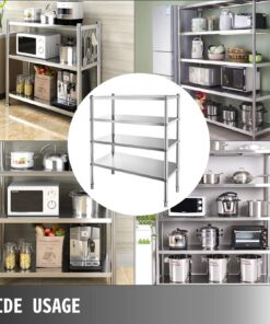 Happybuy Stainless Steel Shelving 47x18.5x60 Inch 4 Tier Stainless Steel Shelving Unit Shelving Units and Storage Heavy Duty Shelf for Kitchen Commercial Office Garage Storage 330lb Per Shelf 23 81ErLNTTh7L