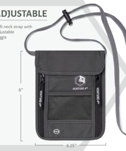 Travel Neck Wallet with RFID Blocking – Passport Holder Neck Pouch for Men and Women to Keep Documents Safe Gray 15 81EtWwo3HsL