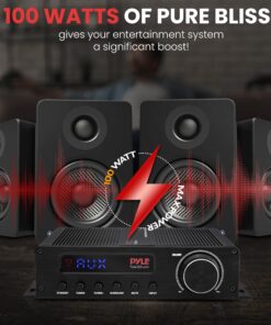 Pyle 100W 5 Channel Audio Amplifier - Wireless Bluetooth Home Theater Power Stereo Receiver with Surround Sound w/HDMI, AUX, FM Antenna, Subwoofer Speaker Input, 12V Adapter 8 81EuOF7UUHL