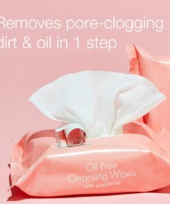 Neutrogena Oil Free Facial Cleansing Makeup Wipes, Disposable Acne Face Towelettes to Remove Dirt, Oil and Makeup for Acne Prone Skin, Pink Grapefruit, 25 Count 8 81EwvUQPdrL