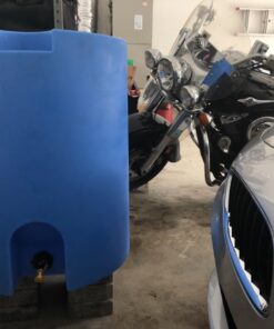 Blue 55 Gallon Water Storage Tank by WaterPrepared - Emergency Water Barrel Container with Spigot for Emergency Disaster Preparedness - Stackable- Includes 5 Year Water Treatment 16 81EyVNSB0tL