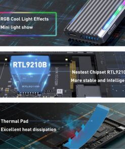 M.2 NVMe SSD Enclosure Adapter USB C 3.2 Gen 2 10Gbps M.2 NVMe to SATA Reader, Tool-Free 6Gbps SATA, RGB NVMe Enclosure Aluminum Case Support UASP Trim for PCIe M-Key(B+M Key) SSD Size 2242/2260/2280 RGB Version 33 81EzAojW9rL