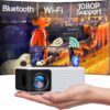 Mini Projector with WiFi Bluetooth, Portable Projector Full HD 1080P Support, YOTON Video Projector for Home Theater, Compatible with PC/Tablet/Fire Stick/iOS and Android Phone Projector white