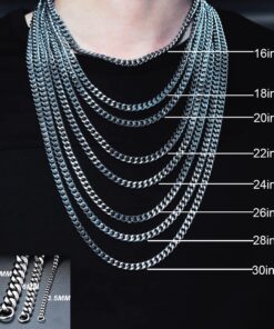 FIBO STEEL 3.5-10mm Stainless Steel Cuban Necklace Mens Women Curb Link Chain, 16-30 inches 16inches Black 3.5mm 8 81F f83wA3L