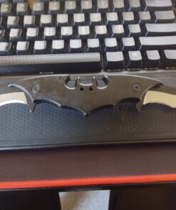 Dark Twin Blade Knife - Double Edge Folding Pocket with clip, 11" Stainless Steel Two Sharp Cut (Black) Black 77 81F0OPHK2pL