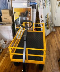 Gorilla Carts Heavy-Duty Steel Utility Cart with Removable Sides and 13" Tires, 1200-lbs. Capacity, Yellow 46 81F1759Ls7L