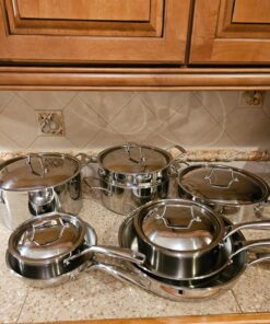 Legend 5 Ply 14 pc All Stainless Steel Heavy Pots & Pans Set | Professional Quality Cookware 5ply Clad Home Cooking & Commercial Kitchen Surface Induction Oven Safe | Non-Teflon PFOA, PTFE & PFOS Free Stainless Steel 5-Ply 54 81F1Kgn9NYL