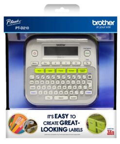 Brother P-touch, PTD210, Easy-to-Use Label Maker, One-Touch Keys, Multiple Font Styles, 27 User-Friendly Templates, White, Gray/White 39 81F4Anc4CGL