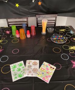 Creative Converting 318135 All Over Print Plastic Tablecover, 54 x 102, Glow Party 1 10 81F5ckRfa9L