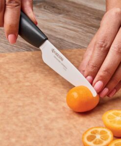 Kyocera Advanced Ceramics – Revolution Series 3-Piece Ceramic Knife Set: Includes 6-inch Chef's Knife; 5-inch Micro Serrated Knife; and 3-inch Paring Knife; Black Handles with White Blades 16 81F6Jkrm41L