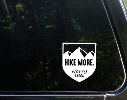 Diamond Graphics Hike More. Worry Less. (4-1/2" x 3-3/4") Die Cut Decal Bumper Sticker for Windows, Cars, Trucks, Laptops, Etc.