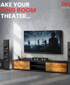 Pyle 100W 5 Channel Audio Amplifier - Wireless Bluetooth Home Theater Power Stereo Receiver with Surround Sound w/HDMI, AUX, FM Antenna, Subwoofer Speaker Input, 12V Adapter 13 81F6X puFWL