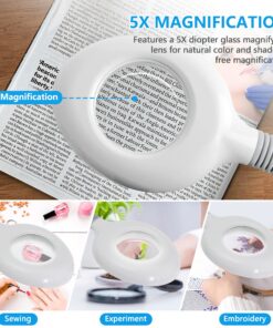 5X Magnifying Lamp LED Magnifier Light Glass Lens W/Adjustable Gooseneck, Floor Rolling Stand Facial Beauty Spa Salon Light Equipment Visual Aid 23 81F6bjCrFML