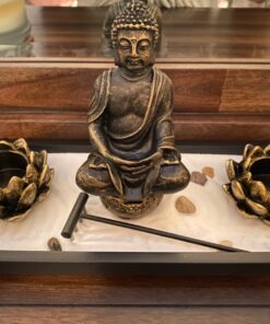 MyGift Desktop Zen Garden Kit with Buddha Statue, Incense Burner, Sand, Rake and Lotus Tea Light Candle Holder 32 81F7MZAM2L