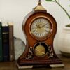 LE'RAZE Elegant Decorative Grandfather Clock, Hand Painted Wood Modern Mantel with Swinging Pendulum Shelf, Tabletop, Desk, Buffet, - Color Mahogany - 13 81F8KGuJJ0L