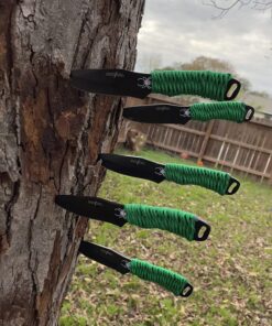 BladesUSA Perfect Point Throwing Knives – Set of 3 – Black Stainless Steel Blades and Handles w/ Spider Design, Nylon Sheath, Full Tang Construction, Well Balanced, Throwing Sport Knives – RC-1793B 36 81FDXXTYPxL