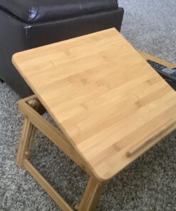 SONGMICS Laptop Desk, Folding Lap Tray, Bamboo Bed Desk with Tilting Top, Small Drawer, for Home Office, Bedroom, Natural ULLD01N 73 81FDoRMfFhL
