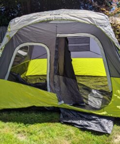 CORE 6 Person Instant Cabin Tent | Portable Large Pop Up Tent with Easy 60 Second Camp Setup for Family Camping | Included Hanging Organizer for Outdoor Camping Accessories Dark Gray/Green 65 81FELoBDsNL