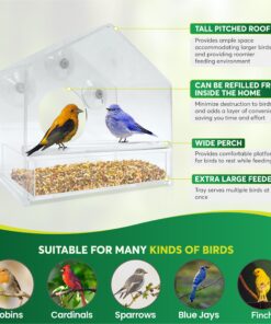 Nature Gear Window Bird Feeder - Refillable Sliding Tray - Weather Proof - Snow and Squirrel Resistant - Drains Rain Water - See Songbirds from Home! (House Style) (House Model) House 25 81FEMyel96L