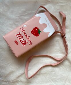 LUI SUI Fruits Banana Strawberry Milk Box Cross Body Purse Bag Women Phone Wallet Shoulder Bags Pink 53 81FExPgdKhL