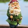 Giftware by Roman Inc., 12.25" H GNOME with Daisy Statue, Garden Collection, Outdoor Statue, Memorial, Resin Stone, Adorable Frogs and Flowers, Garden Décor (12x4x5) 5 81FF3PMEgeL