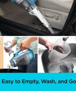 BLACK+DECKER dustbuster AdvancedClean Cordless Handheld Vacuum, Compact Home and Car Vacuum with Crevice Tool (CHV1410L) Blue, White 16 Volt Handheld Vacuum 30 81FHQWm7lzL