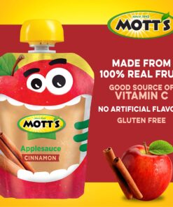 Mott's Cinnamon Applesauce, 3.2 oz clear pouches, 24 Count (6 Packs of 4) 3.2 Fl Oz (Pack of 24) 14 81FL1ba18ZS