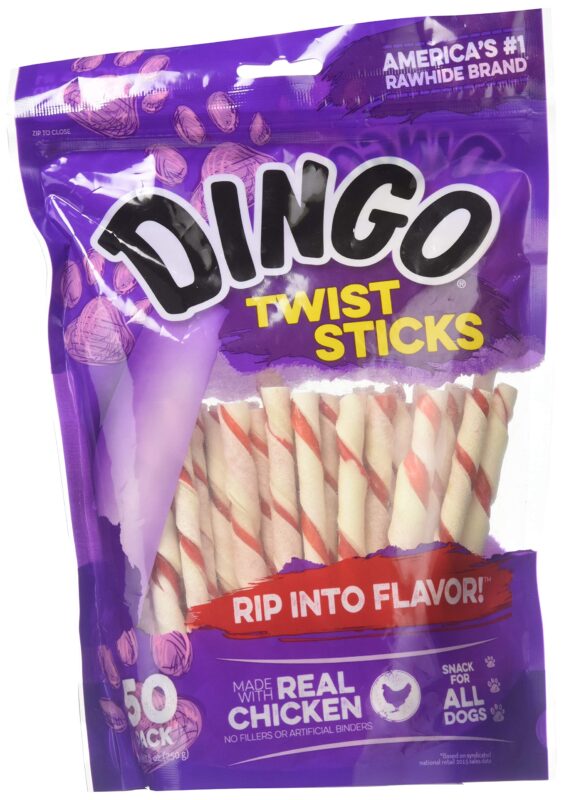 Dingo Twist Sticks Rawhide Treats, 200Pack (4 Units Of 50Pack) Swiftsly