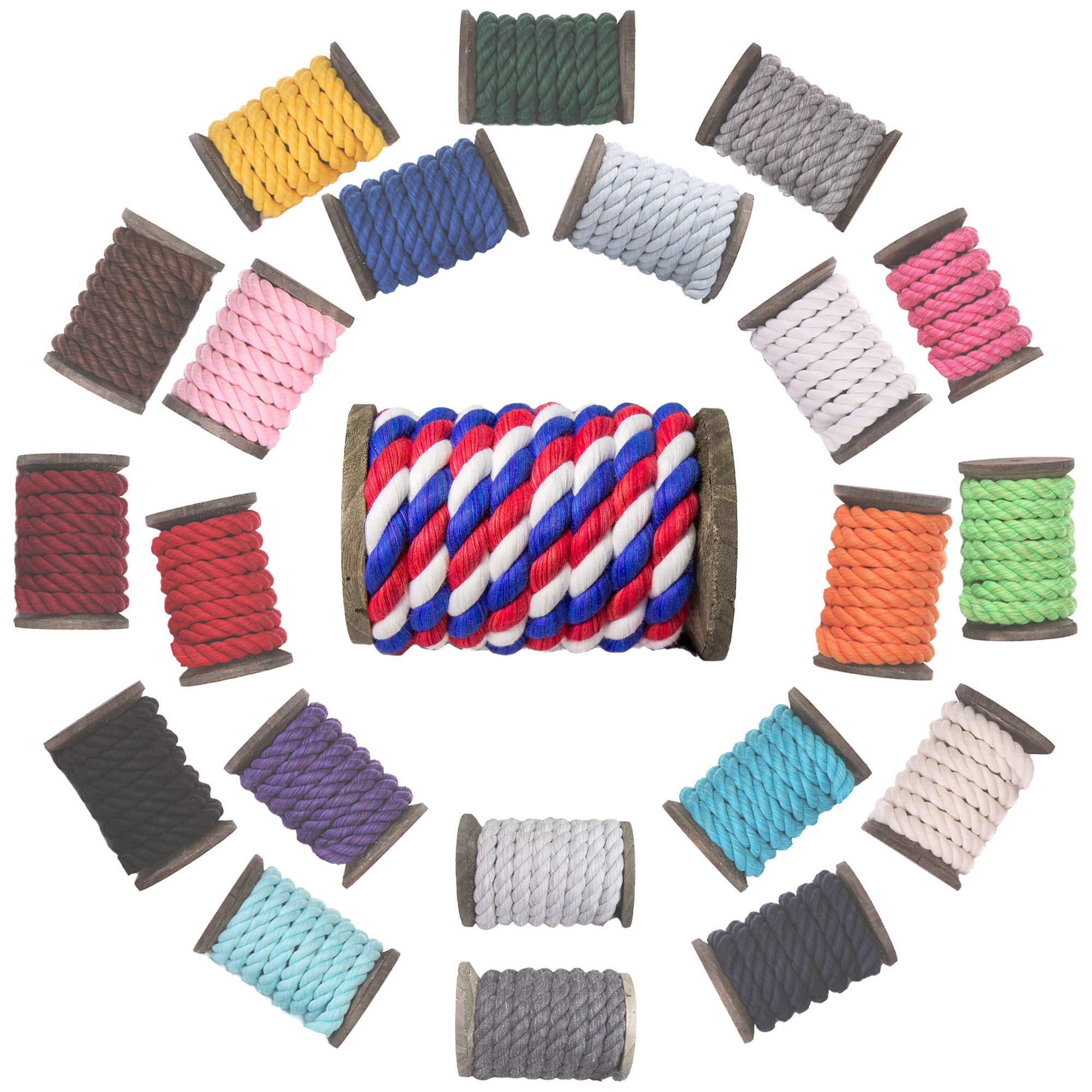 Ravenox Natural Twisted Cotton Rope | Made in The USA | Strong Triple-Strand Cordage for Sports, Décor, Pet Toys, Crafts, Macramé & Indoor Outdoor Use| by The Foot & Diameter (Multiple Color) Red, Snow White, Royal Blue 1/2 Inch x 50 Feet 3 Ravenox Natural Twisted Cotton Rope | Made in The USA | Strong Triple-Strand Cordage for Sports, Décor, Pet Toys, Crafts, Macramé & Indoor Outdoor Use| by The Foot & Diameter (Multiple Color) Red, Snow White, Royal Blue 1/2 Inch x 50 Feet - Image 3