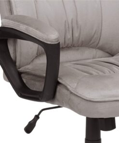 Amazon Basics Classic Office Desk Computer Chair - Adjustable, Swiveling, Ultra-Soft Microfiber, Lumbar Support, 28"D x 25"W x 43.5"H, Light Gray 21 81FNvyGribL