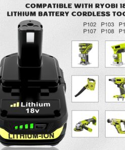 2-Pack 3000mAh 18V P102 P108 Li-ion Replacement Battery for Ryobi 18 Volt Battery Lithium-ion Plus Battery Max P102 P108 P103 P105 P107 P109 P104 Compatible with Ryobi 18Volt Power Cordless Tools 1 Count (Pack of 2) 13 81FPr4GNgL