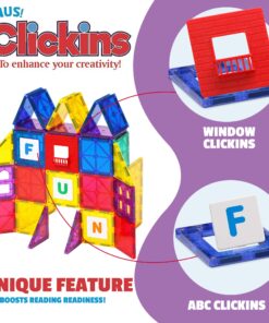 Playmags 100-Piece Magnetic Tiles Building Blocks Set, 3D Magnet Tiles for Kids Boys Girls, Educational STEM Toys for Toddlers… plain 28 81FQ073Ot3L