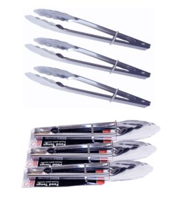 Chef Craft FBA_21451 Set of 3 Stainless Steel 9 Inch Long Serving Tongs, Silver