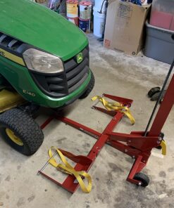 MoJack EZ Max - Riding Lawn Mower Lift, 450lb Lifting Capacity, Fits Most Residential & ZTR Mowers, Space-Saving Folding, Ideal for Mower Maintenance & Repair, Red 1 41 81FR64mHfnL