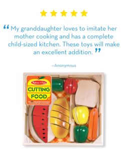 Melissa & Doug Cutting Food - Play Set With 25+ Hand-Painted Wooden Pieces, Knife, and Cutting Board - Pretend Play Kitchen Fruit Toys For Toddlers And Kids Ages 3+ Retail Version Play Food Set 28 81FRS6IgPFL