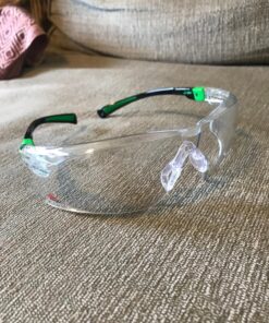 NoCry Clear Safety Glasses for Men and Women; Lightweight Work Glasses with Adjustable Frames and No-Slip Grips; Scratch Resistant Anti Fog Safety Glasses with Superior UV Protection, ANSI Z87.1 Rated Black & Green 1 38 81FRyoCFZ4L